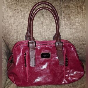 Chic Burgundy Faux Leather Satchel